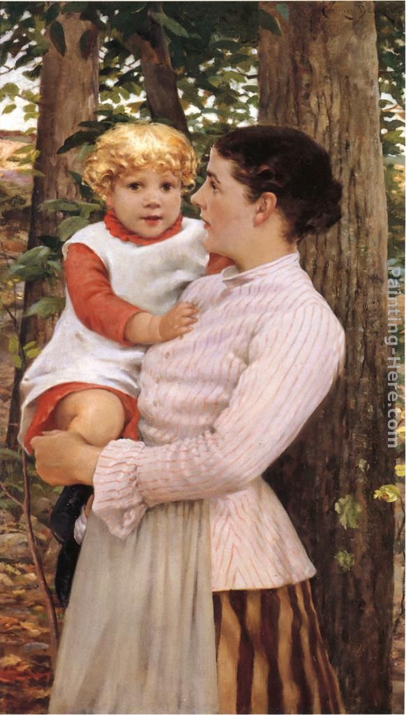 Mother and Child painting - James Carroll Beckwith Mother and Child art painting